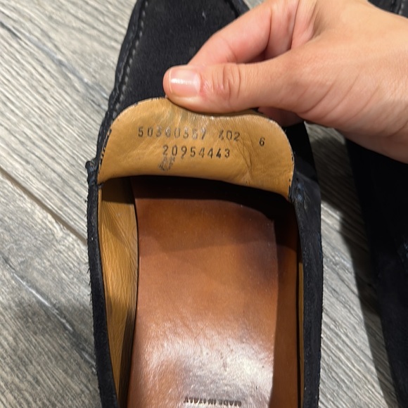 • Boss • Men’s Leather Suede Loafers  Moccasins Navy Blue  Size 6 - Picture 5 of 5